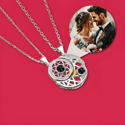 Amorelo™ Photo Projection Necklace with Personalized Sun & Moon Pendants