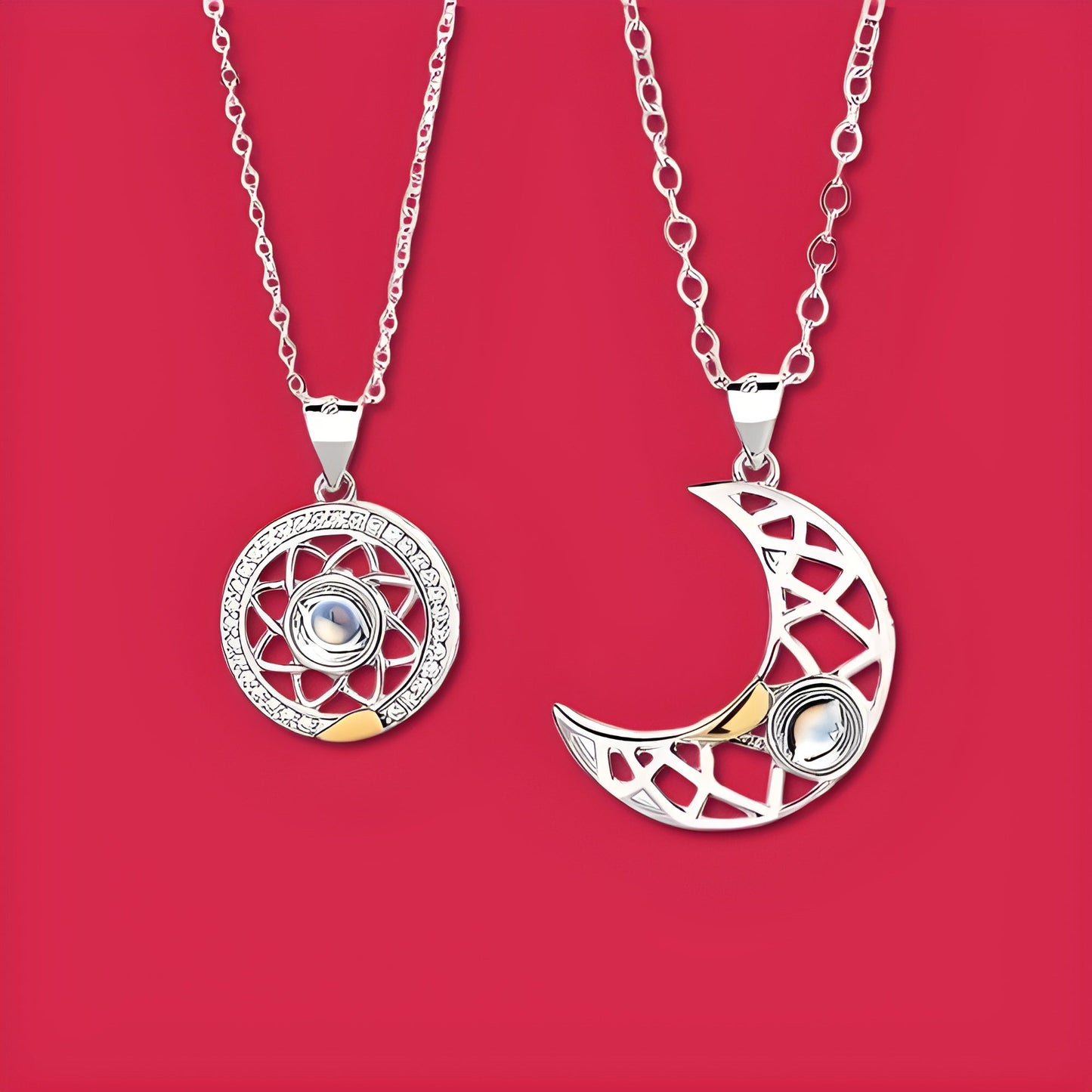 Amorelo™ Photo Projection Necklace with Personalized Sun & Moon Pendants