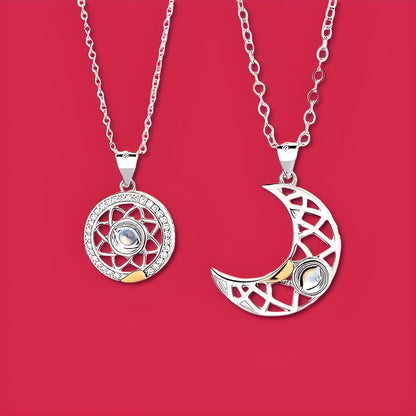 Amorelo™ Photo Projection Necklace with Personalized Sun & Moon Pendants