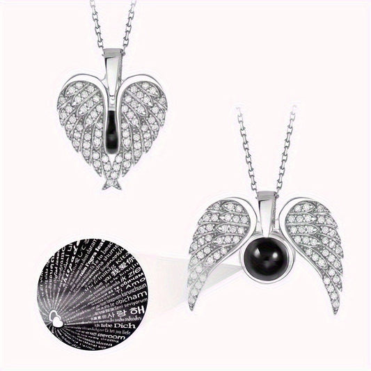 Heart Angel Wing Projection Neckless