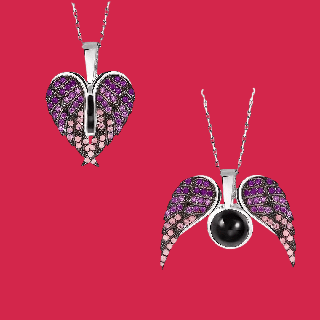 हार्ट एंजल विंग प्रोजेक्शन नेकलेस